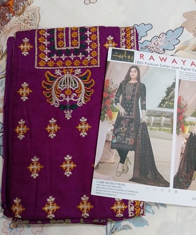 Rawayat Premium soft cotton digital printed +embroidery work2020-858/T8L