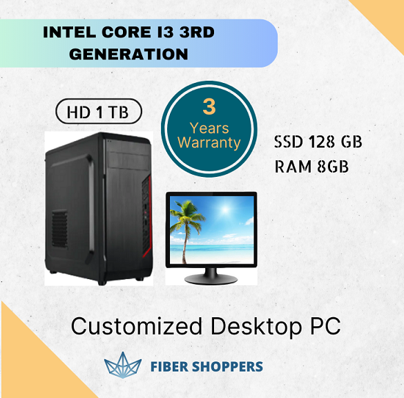 Intel Core I3 3rd Gen Ram 8gb Ssd 128gb Hd 1tb Monitor 17″ New Customized Desktop Pc Opera 7574